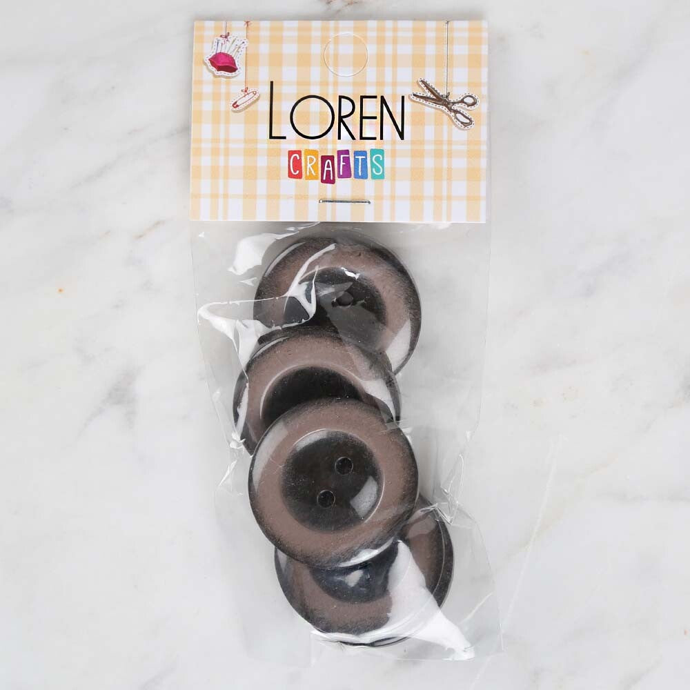 Loren Crafts 5'li Kahverengi Büyük Düğme - 1712